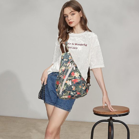 Women Casual Small Canvas Sling Crossbody Shoulder Backpack main image 5